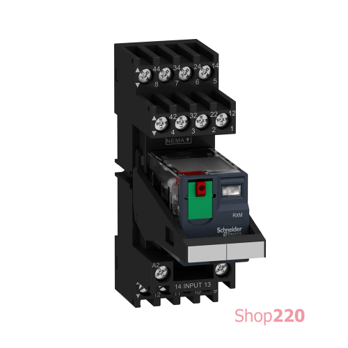 Реле электромеханическое миниатюрное, 4CO, 230В RXM4AB1P7PVM