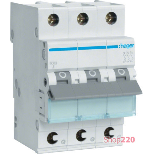 Автомат 20 А, 3 фазный, C, клеммы QuickConnect, MCS320 Hager