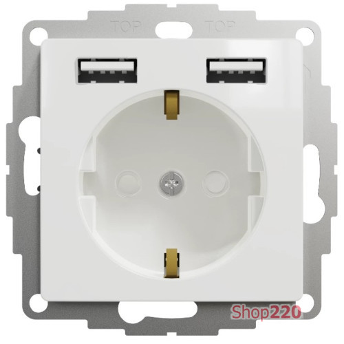 Розетка электрическая с USB тип А+А, белый, Sedna Design SDD111052