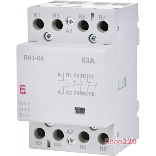 Контактор модульный тихий, 63А, 4НЗ, R 63-04 230V ETI 2463480