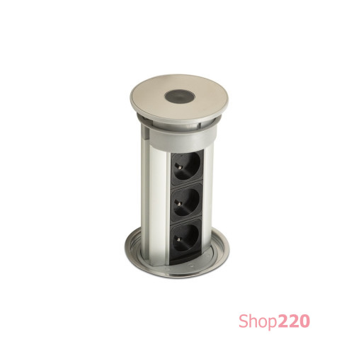 Выдвижной блок 3х220В + USB, хром/черный, Versaelite ASA 060.05F.00008