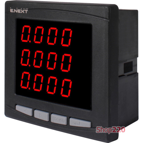 Цифровой амперметр врезной 96х96мм, АС 230В, 5А, e.meter.pro.96.a.led ENEXT p079001