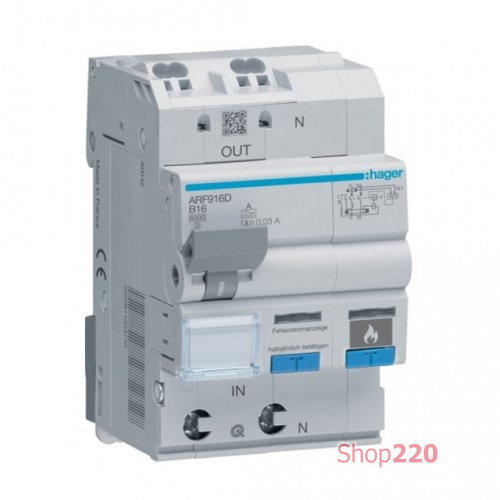 Дифавтомат с дуговой защитой AFDD, 1P+N 6kA C-20A 30mA A Hager ARF970D
