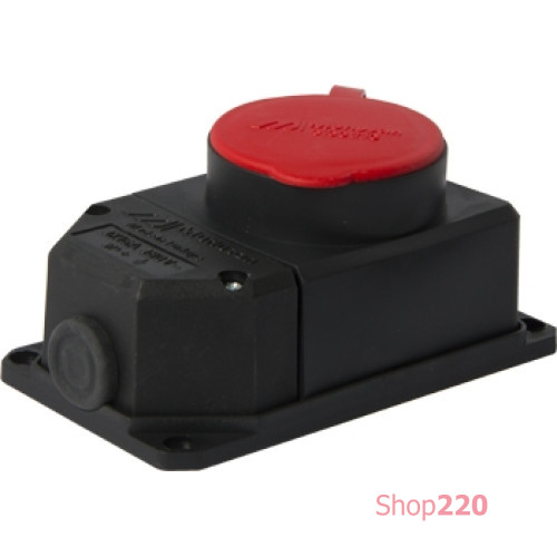 Силовая розетка стационарная с защитной каучуковой крышкой 4п., 16А, e.socket.rubber.062.16 Enext s9100037