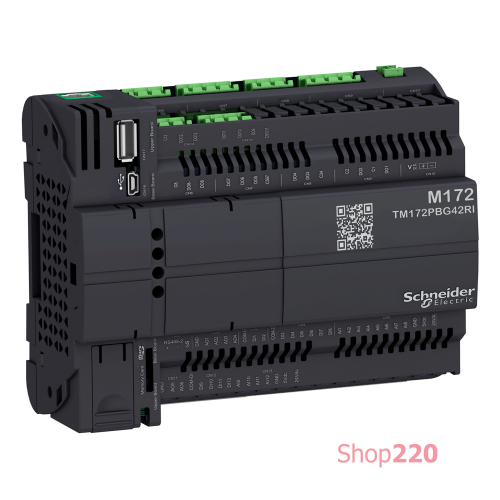 Контроллер M172 продуктивный без дисплея, 42 входа/выхода, Ethernet, 2 RS485 с изоляцией TM172PBG42RI