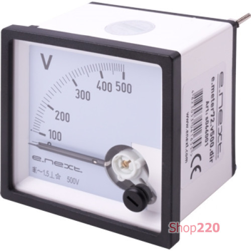 Вольтметр щитовой АС 500В прямое включение 72х72мм, e.meter72.v500.dir Enext s066001