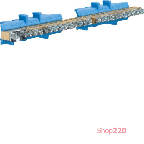 Клемма нейтральная с держателем 1х25+11x16+13x10мм кв Hager KM25N