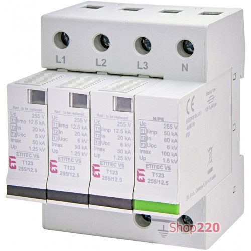 Ограничитель перенапряжения ETITEC VS T123 255/12,5 (3+1) 2442925