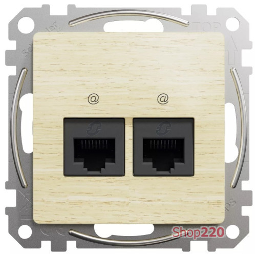 Компьютерная розетка 2 х RJ45 кат. 5е UTP, береза, Sedna Design SDD180452