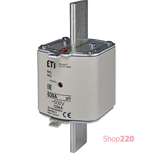 Предохранитель с индикатором NH-3 gG 630A 500V KOMBI ETI 4186233