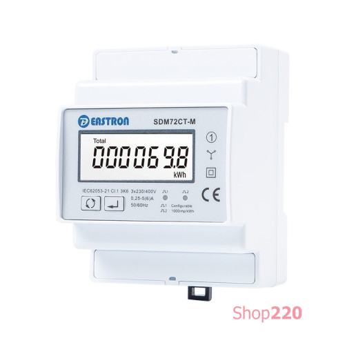 Счетчик электроэнергии 3 фазный с RS485 Вх.5A на Din (Кл.1/B) Eastron