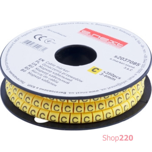 Маркер кабельный 3-6 кв.мм, C, 350 шт, e.marker.stand.3.6.C Enext s2037085