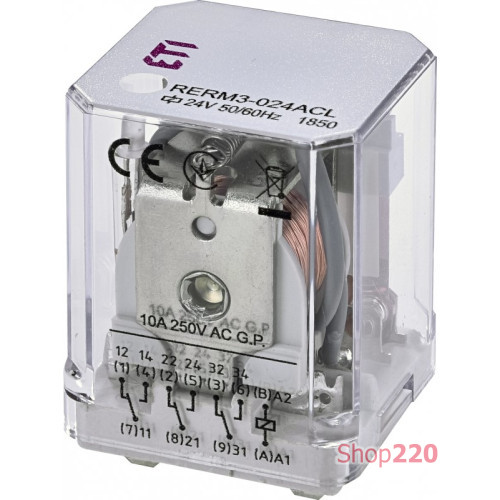 Электромеханическое реле RERM3-24ACL 3p LED (16A AC1, 250V AC) ETI 2473063