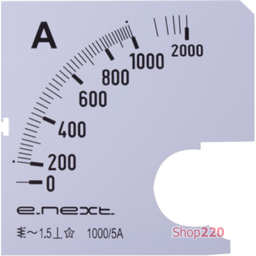 Шкала для амперметра щитового АС 1000А 72х72мм, e.meter72.a1000.scale Enext s066008