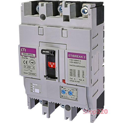 Силовой автомат 200 А, 3-фазный, EB2250/3L ETIBREAK 2 ETI 4671072