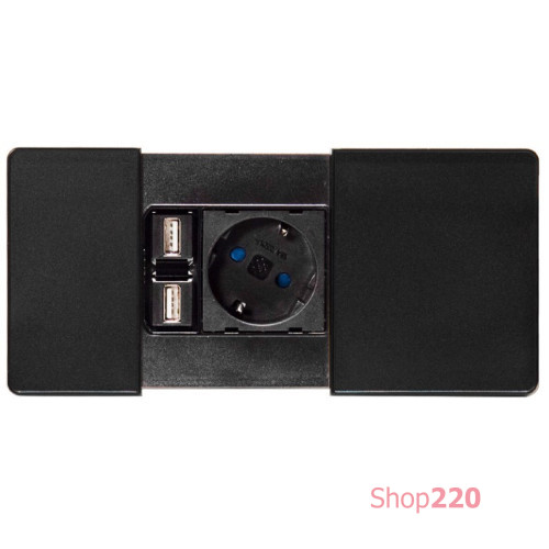 Розетка 220В с USB в столешницу, черный, Versapad ASA 060.08F.00002