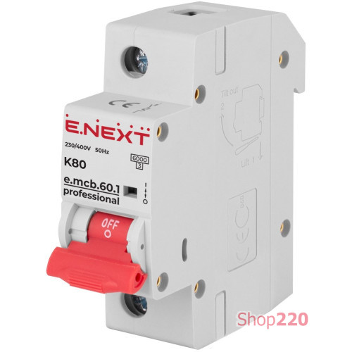 Автомат 80 А, 1-фазный, тип K, e.mcb.pro.60.1.K 80 new Enext p0430002