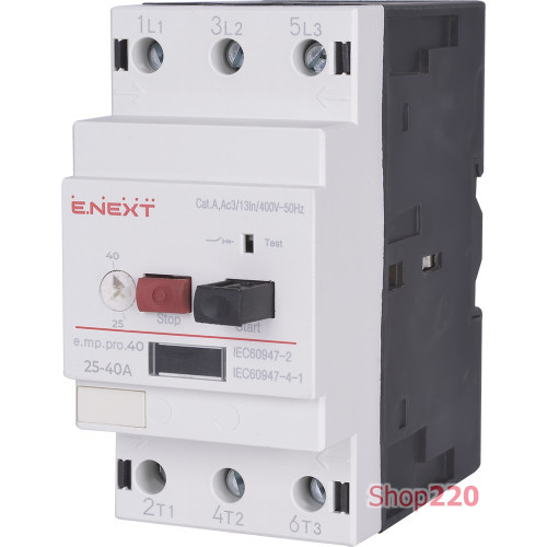 Автомат для защиты двигателя 40А, e.mp.pro.40 Enext p004022