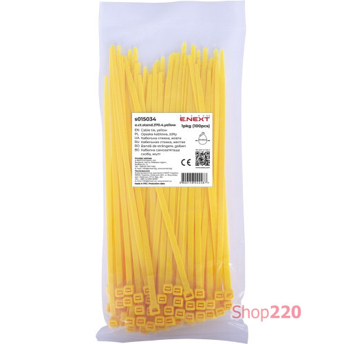 Кабельная стяжка 370мм х 4мм, желтый, e.ct.stand.370.4.yellow Enext s015034