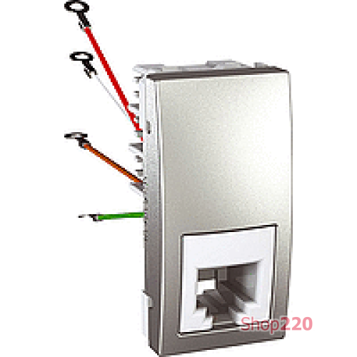 Телефонная розетка RJ11, 1м., алюминий, Unica MGU3.490.30 Schneider