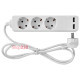 Удлинитель 3 гнезда, 1.5м, с заземлением с USB-зарядкой, baby protect, e.es.3.1.5.zb2.usb Enext s042128