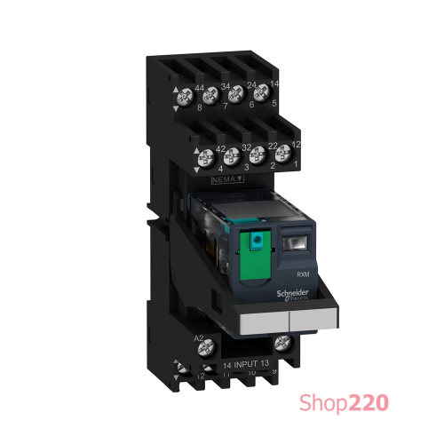 Реле электромеханическое миниатюрное, 4CO, LED, =24В RXM4AB2BDPVM