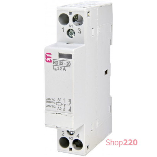Контактор бесшумный 32А, 2НО, 220В AC/DC, RD 32-20 230V AC/DC ETI ETI 2464077