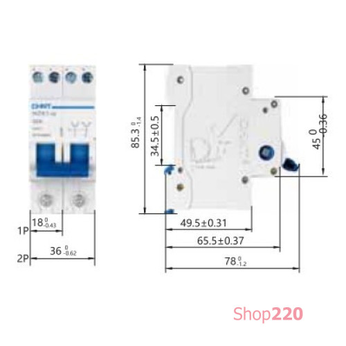 Переключатель 1-0-2, 2P 32А, NZK1-32 Chint 643001