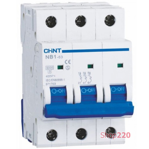 Модульный автомат 25А, 3 полюса, тип С, NB1-63 DB Chint 179703