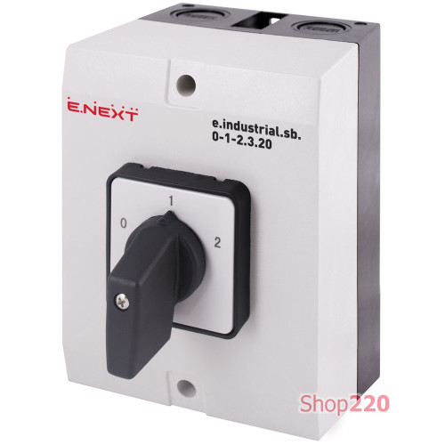 Переключатель I-0-II в корпусе, 20А, 3 полюса, e.industrial.sb.0-1-2.3.20 Enext i0360015