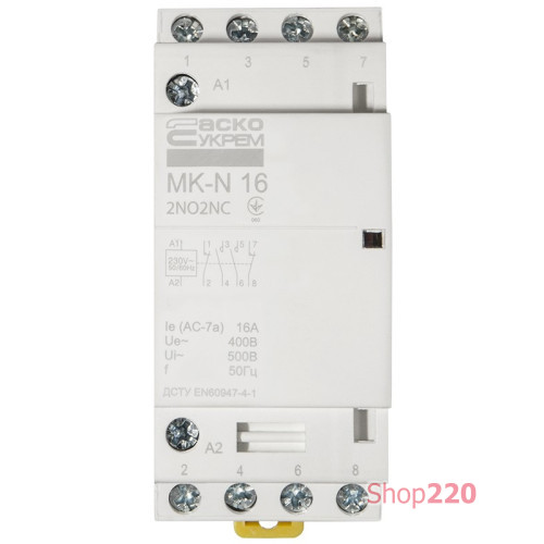 Модульный контактор 16A 4P 220V, 2NO+2NC, MK-N A0040030028