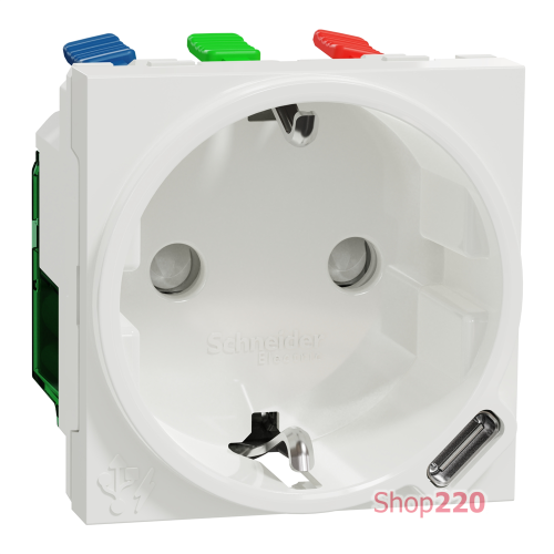 Розетка с USB тип С, 10,5 Вт, белый, 2 модуля, Unica New Schneider NU301718