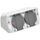 Розетка 2-я угловая PRE-2 (Schuko, IP44, 16A, 250V, поликарбонат) ETI 4481020