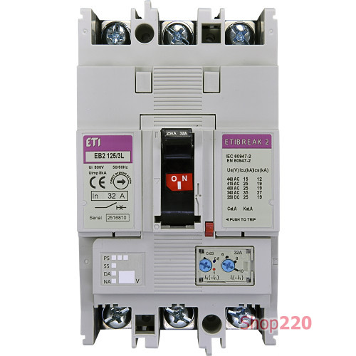 Силовой автомат 32 А, 3-фазный, EB2125/3L ETIBREAK 2 ETI 4671022