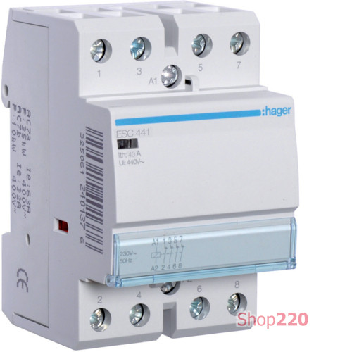 Контактор 230В 40 A, 4нз, Hager ESC441