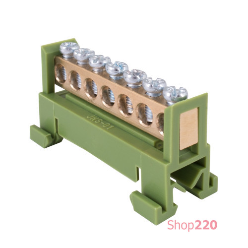 Шина земляная на din-рейку на 7 отверстий, e.bs.stand.1.7.green Enext s025006