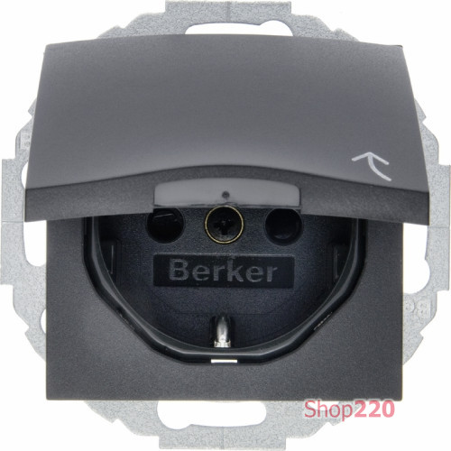Розетка со шторками и крышкой, антрацит, S.1 Berker 47441606
