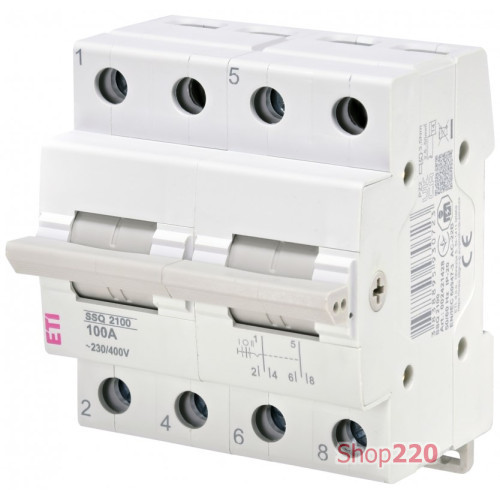 Переключатель нагрузки 1-0-2, 100A 2p, SSQ 2100 ETI 2421428