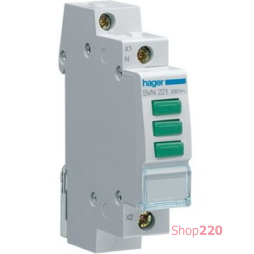 Индикатор LED зеленый на 3 фазы, Hager SVN221