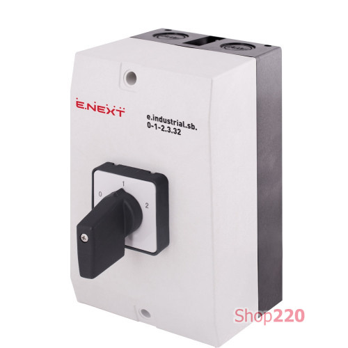 Переключатель I-0-II в корпусе, 32А, 3 полюса, e.industrial.sb.0-1-2.3.32 Enext i0360016
