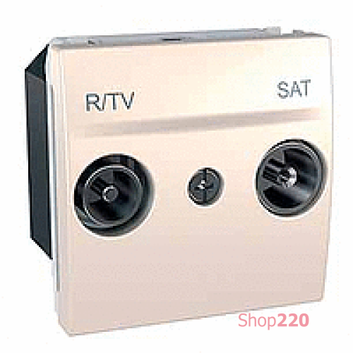 Мех. розетки TV-FM-SAT 2 м. проходной, сл. кость, MGU3.456.25 Schneider Unica