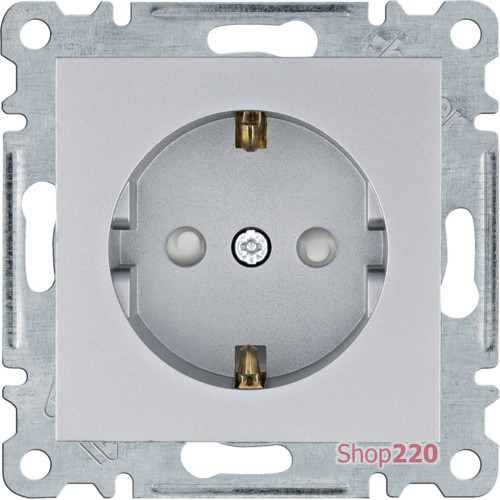 Розетка с заземлением и шторками, серебристый, Lumina WL1062 Hager