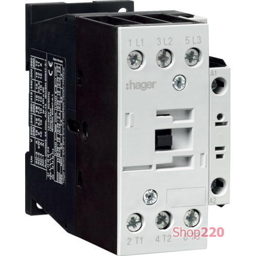 Контактор корпусный 25А 230В-АС, 3P+1НО, AC-3 Hager EV02510C