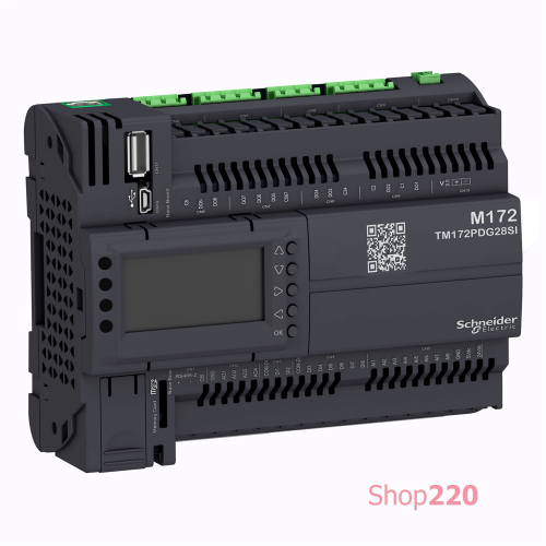 Контроллер M172 продуктивный с дисплеем, 28 входов/выходов, Ethernet, 2 RS485, 2 SSR с изоляцией TM172PDG28SI