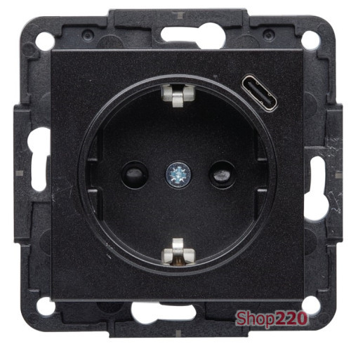 Розетка с USB тип С, черный, Lumina WL4853 Hager