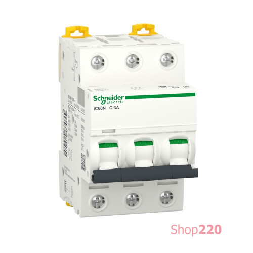 Автоматический выключатель 3А, 3 полюса, кривая C, IC60N Acti9 Schneider Electric A9F74303