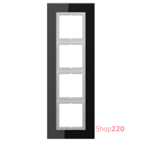 Рамка 4 поста, черное стекло, Jung LS Plus (стекло) LSP984GLSW