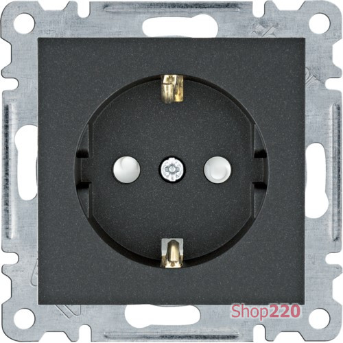 Розетка с заземлением и шторками, черный, Lumina WL1063 Hager