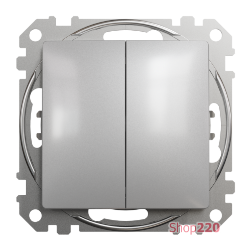 Выключатель 2 клавишный, алюминий, Sedna Design SDD113105