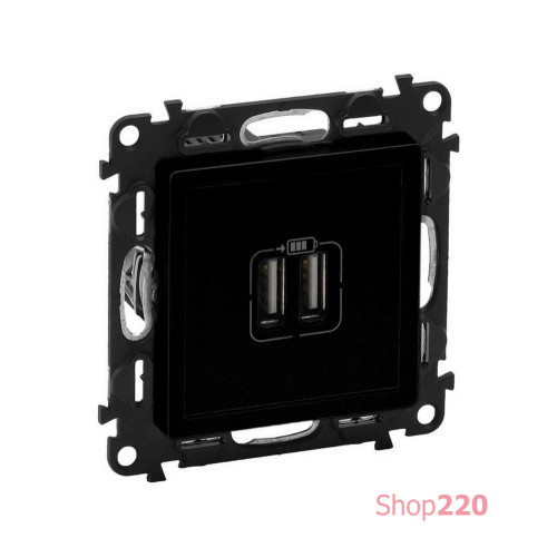 Розетка 2-я USB для зарядки, чёрный матовый, Valena Life Black 756312 Legrand